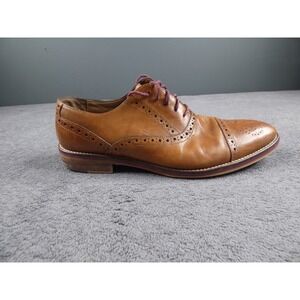 Johnston & Murphy Mens Tan Leather Brogue Cap Toe Oxford Shoes 9.5M 20-8682